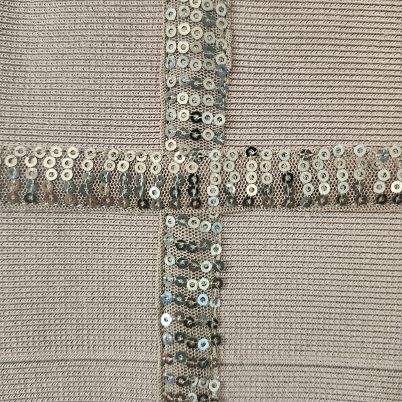 Guess Taupe Bodycon Bandage Fit Mini Dress Elegant with Sequin Accents Sz M Y2K - Picture 10 of 16